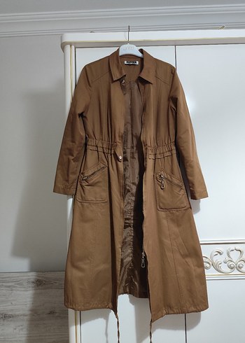 Uzun Kahverengi Kadın Trençkot - Görsel 2