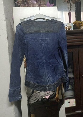 Kemerli Kadın Mavi Denim Ceket - Görsel 2