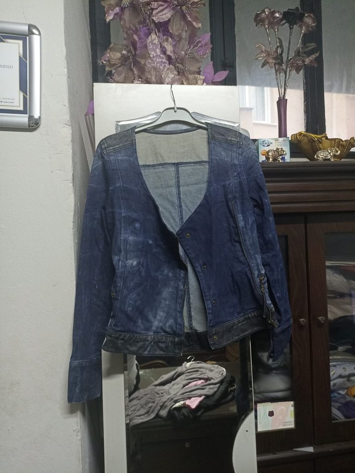 Kemerli Kadın Mavi Denim Ceket - Görsel 3