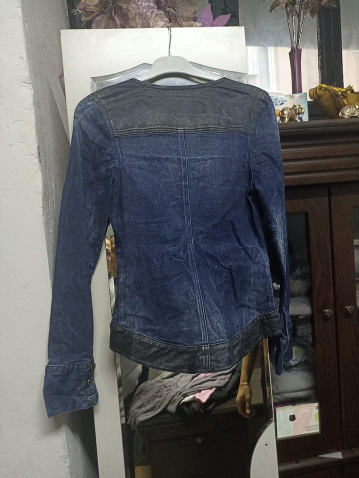 Kemerli Kadın Mavi Denim Ceket - Görsel 2