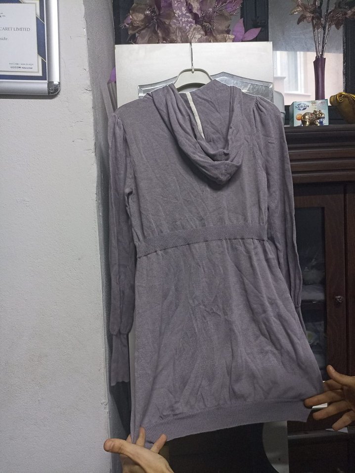 Gri Midi Uzun Kollu Hamile Ceketi - Görsel 2