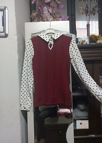 Bordo Puantiyeli Hamile ve Emzirme Elbisesi - Görsel 2