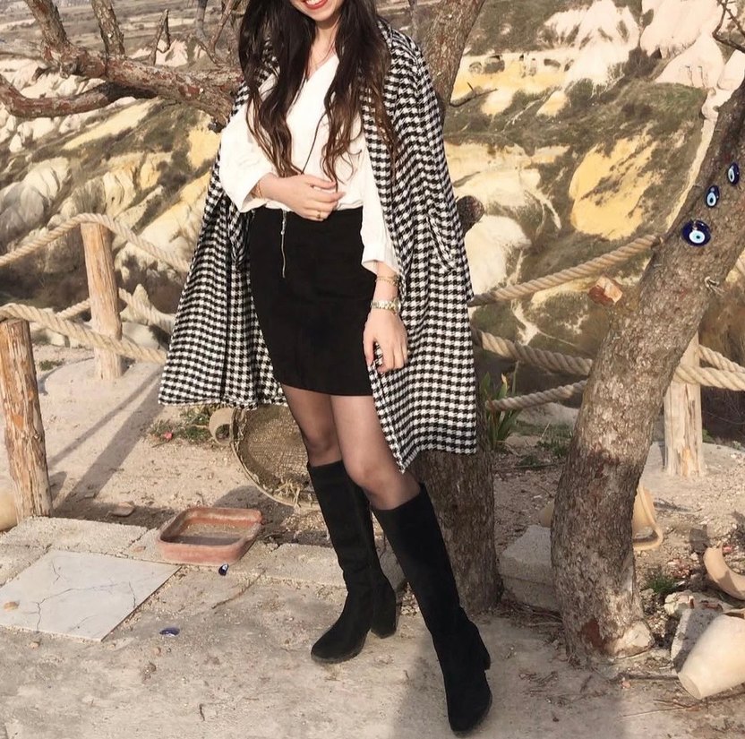 Siyah beyaz Ekose Düğmeli Midi Kadın Kaban 38 beden - Görsel 3