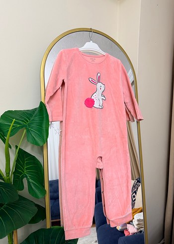 Pembe Baskılı Örgü Bebek Kız Tulum - Görsel 4