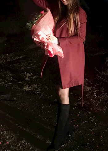 Bordo Midi Kemerli Kadın Kaban - Görsel 6