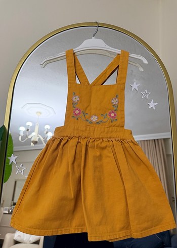 Nakışlı Sarı Kız Çocuk Salopet Elbise LCW 3-4 yaş - Görsel 7