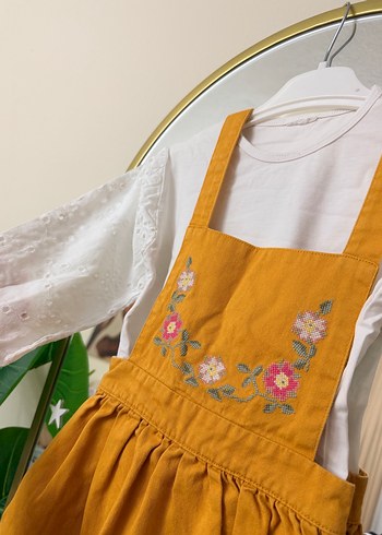 Nakışlı Sarı Kız Çocuk Salopet Elbise LCW 3-4 yaş - Görsel 2