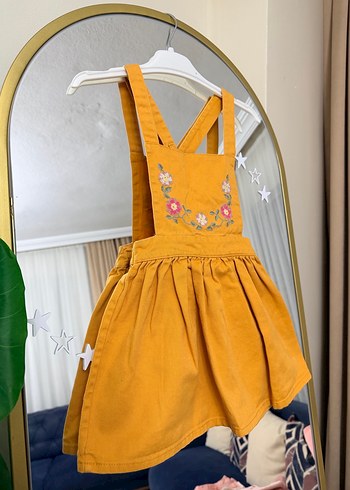 Nakışlı Sarı Kız Çocuk Salopet Elbise LCW 3-4 yaş - Görsel 6