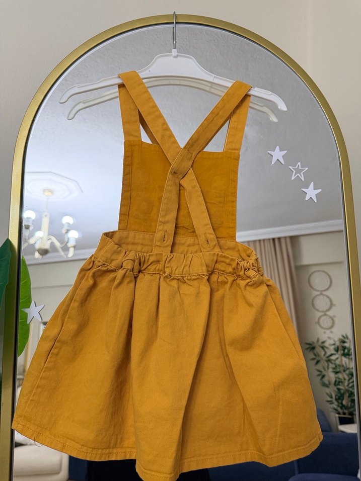 Nakışlı Sarı Kız Çocuk Salopet Elbise LCW 3-4 yaş - Görsel 4