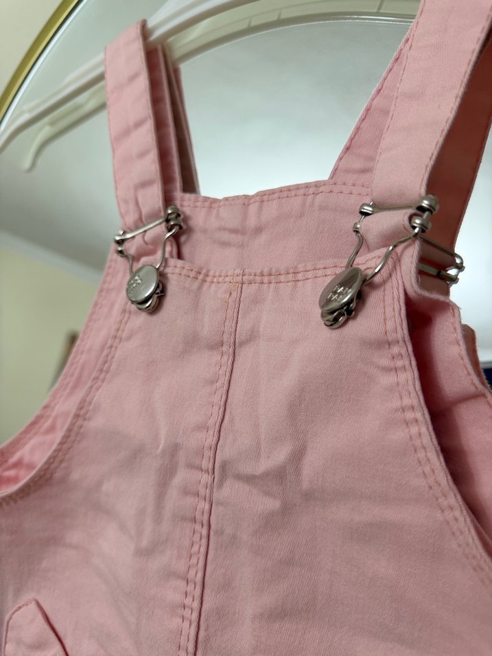 3 yaş Kız Çocuk Pembe Düğmeli Uzun Kollu Elbise - Görsel 2