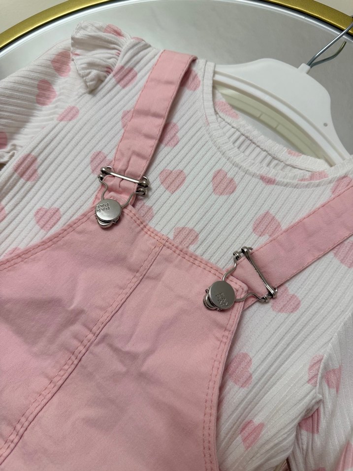 3 yaş Kız Çocuk Pembe Düğmeli Uzun Kollu Elbise - Görsel 3