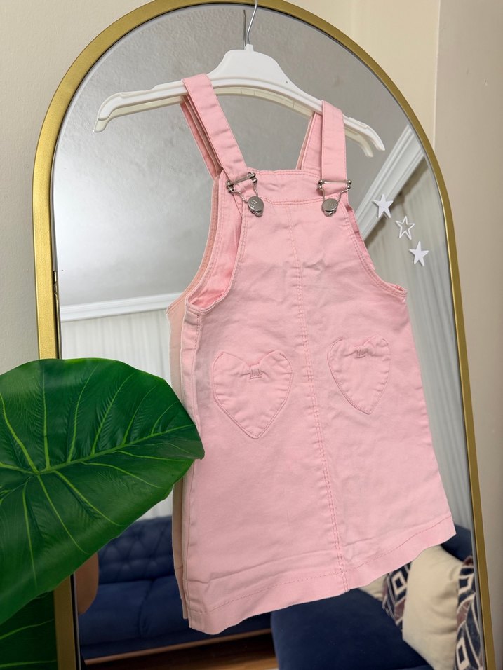 3 yaş Kız Çocuk Pembe Düğmeli Uzun Kollu Elbise - Görsel 4