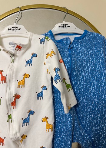 Renkli Baskılı Fermuarlı Bebek Tulum 2 Li - Görsel 3