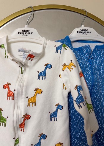 Renkli Baskılı Fermuarlı Bebek Tulum 2 Li - Görsel 4