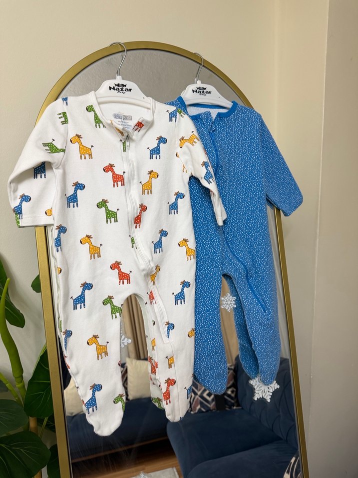 Renkli Baskılı Fermuarlı Bebek Tulum 2 Li - Görsel 5