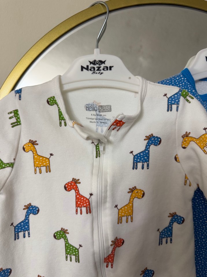 Renkli Baskılı Fermuarlı Bebek Tulum 2 Li - Görsel 2