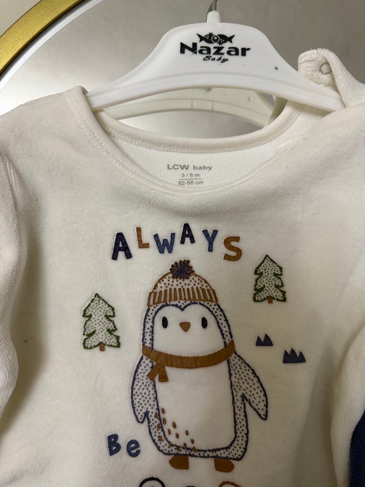 3-6 ay Bebek Erkek Beyaz Baskılı pijama takımı 3-6 ay - Görsel 2