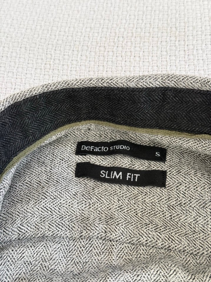 Gri Erkek Keten Regular Fit Gömlek - Görsel 3