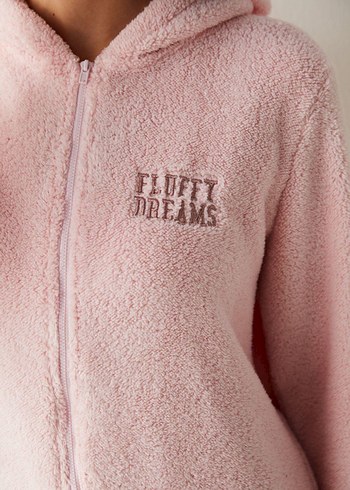 Açık Pembe Fluffy Dreams Kadın Tulum Pijama - Görsel 6