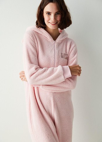 Açık Pembe Fluffy Dreams Kadın Tulum Pijama - Görsel 2