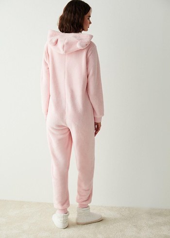 Açık Pembe Fluffy Dreams Kadın Tulum Pijama - Görsel 4