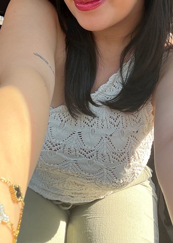 Bershka Beyaz Örgü Kadın bluz - Görsel 5