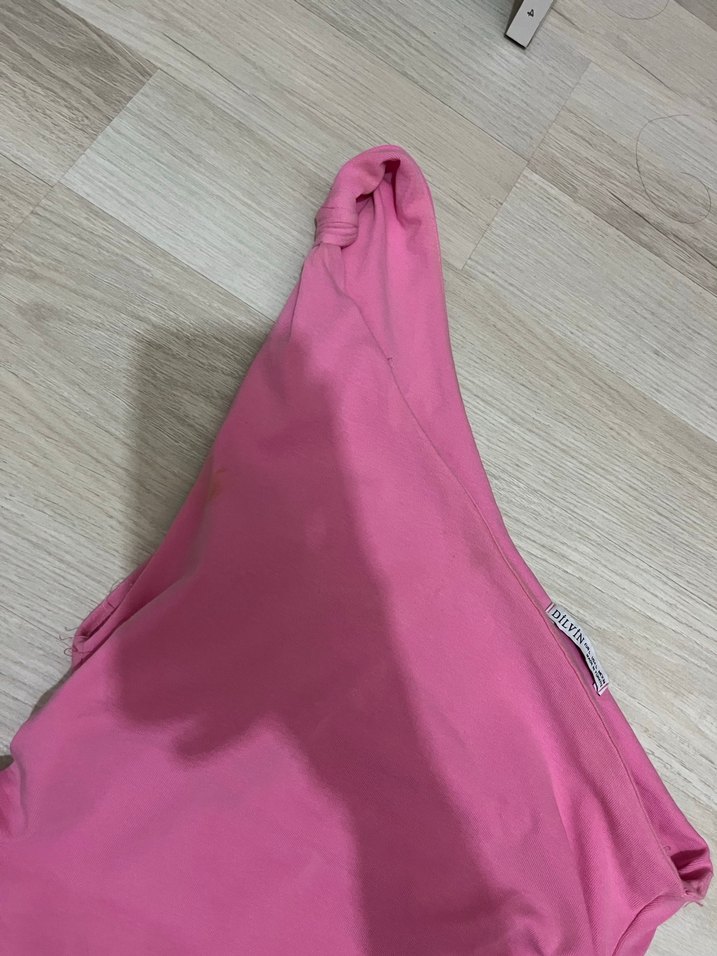 Pembe Drapeli Straplez Mini Elbise - Görsel 5