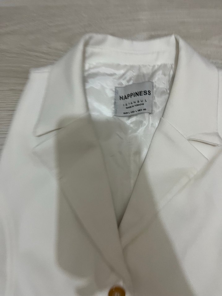 Düğmeli Beyaz Midi Kadın Yelek - Görsel 3