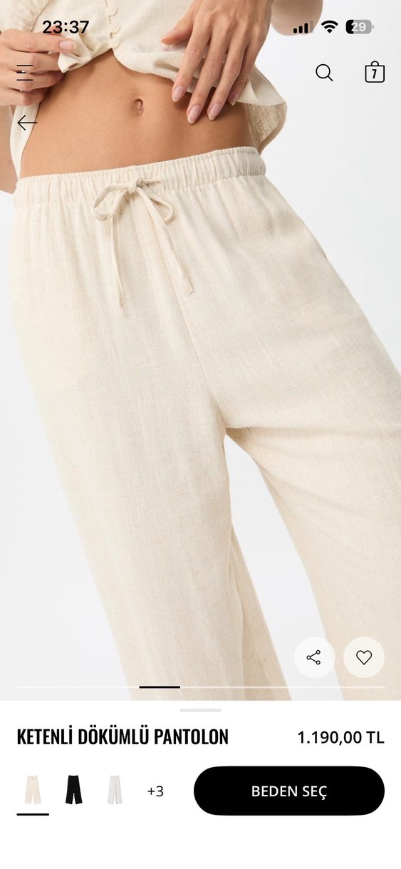 Bej Kadın Keten Stradivarius pant - Görsel 2