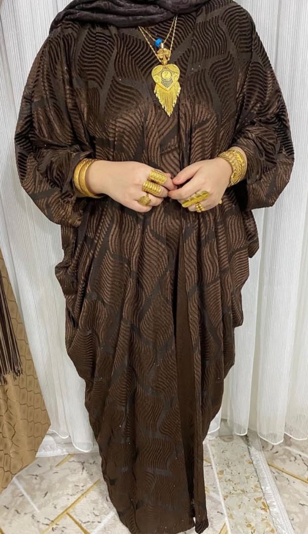 Kadın Kahverengi Uzun Salaş Desenli Elbise - Görsel 4