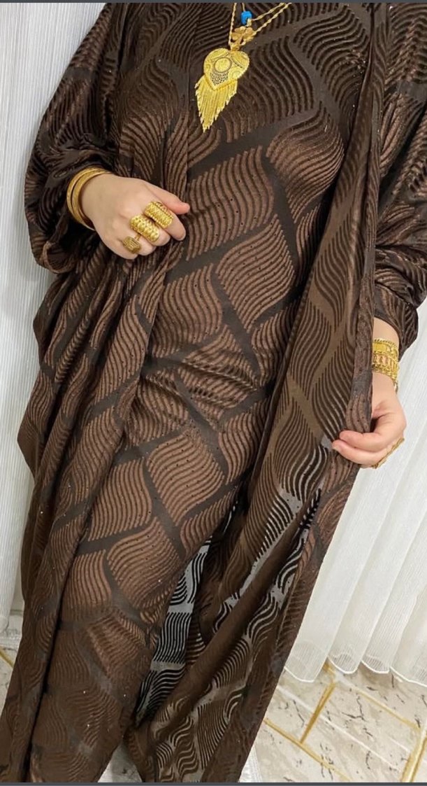 Kadın Kahverengi Uzun Salaş Desenli Elbise - Görsel 3