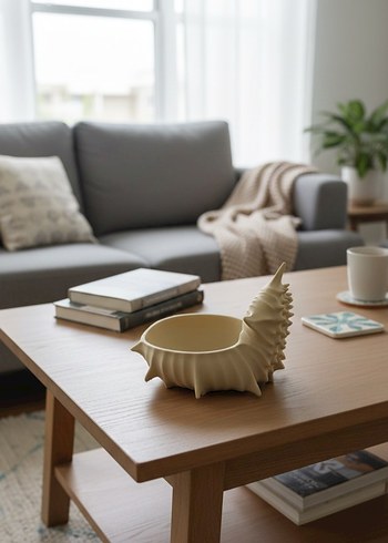 Bej Deniz Kabuğu Figürlü Dekoratif Tabak - Görsel 3