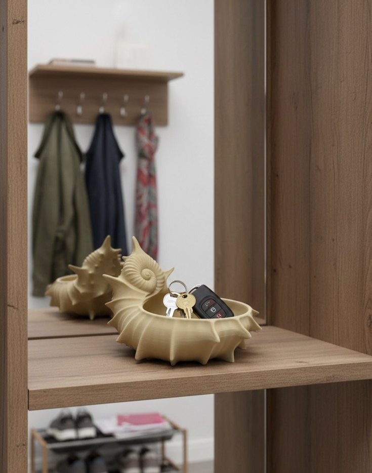 Bej Deniz Kabuğu Figürlü Dekoratif Tabak - Görsel 2