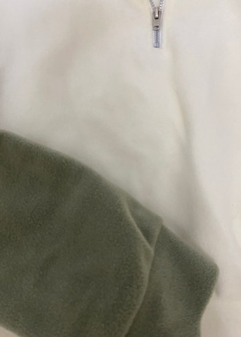 Yarım Fermuarlı Beyaz Kadın Sweatshirt - Görsel 2