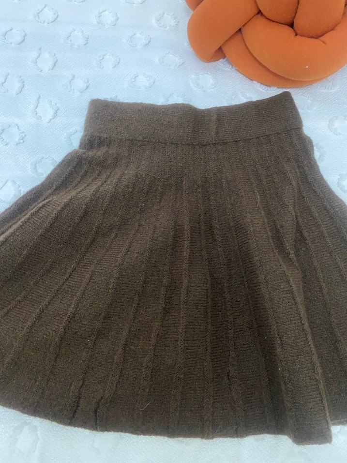 Kahverengi Triko Mini Etek - Görsel 2