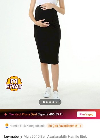 Luvmabelly Ayarlanabilir Beli Siyah Hamile Etek - Görsel 3
