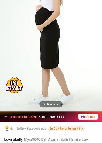 Luvmabelly Ayarlanabilir Beli Siyah Hamile Etek - Görsel 2