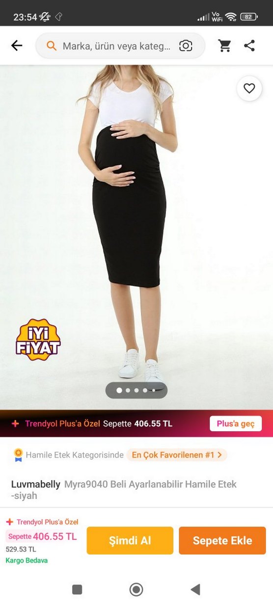 Luvmabelly Ayarlanabilir Beli Siyah Hamile Etek - Görsel 3