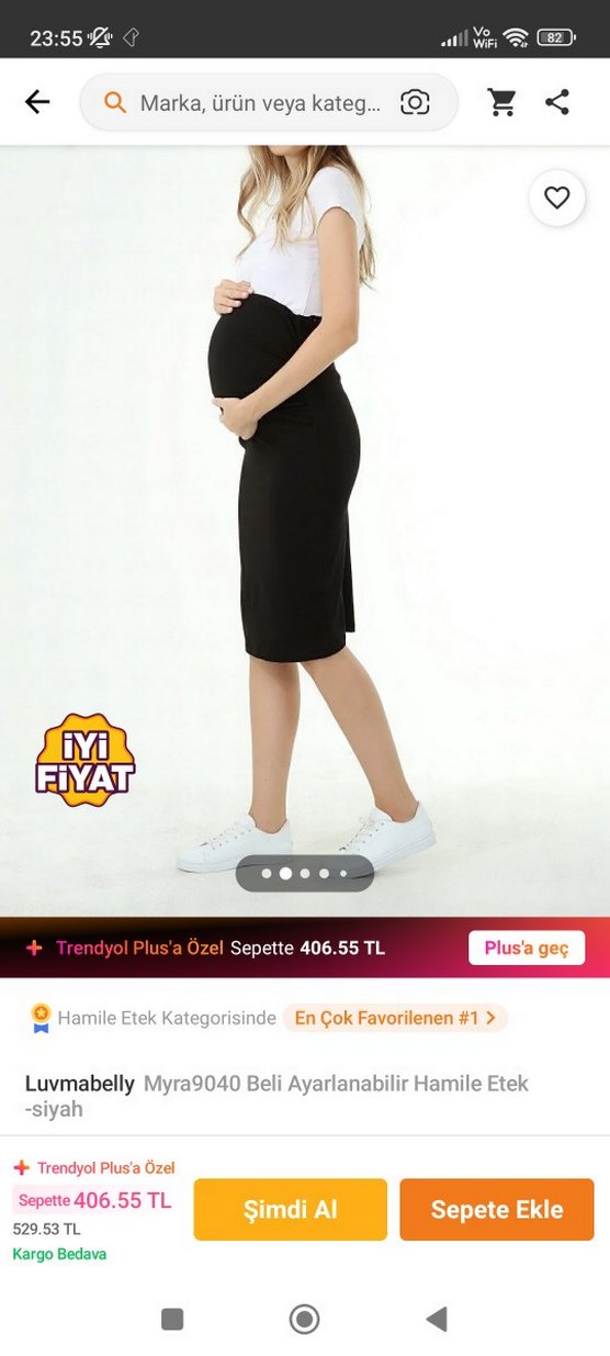 Luvmabelly Ayarlanabilir Beli Siyah Hamile Etek - Görsel 2