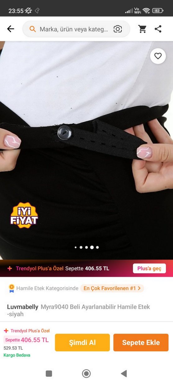 Luvmabelly Ayarlanabilir Beli Siyah Hamile Etek - Görsel 4