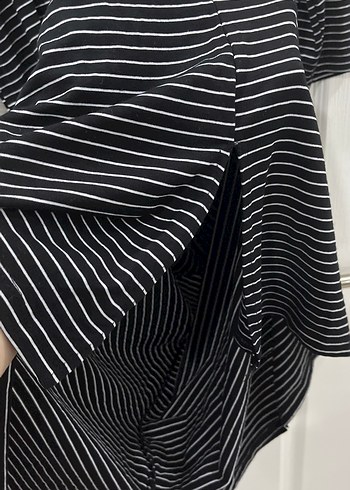 Siyah Çizgili Uzun Kadın Elbise - Görsel 4