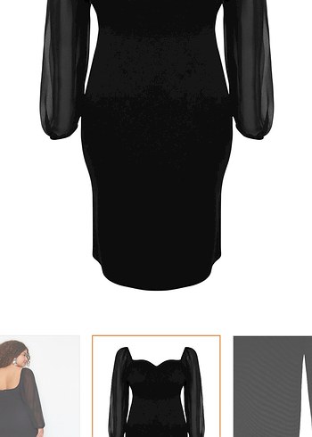 Şeffaf Detaylı Siyah Straplez Midi Elbise - Görsel 3