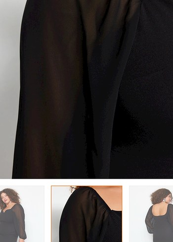 Şeffaf Detaylı Siyah Straplez Midi Elbise - Görsel 5