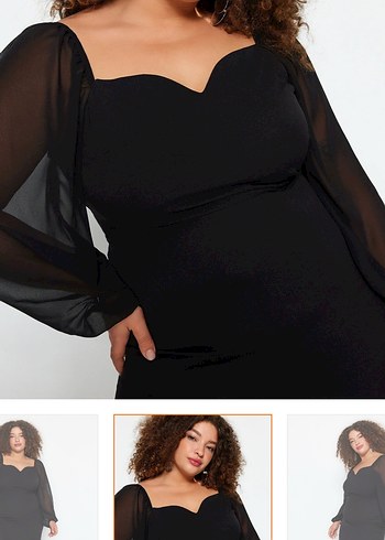 Şeffaf Detaylı Siyah Straplez Midi Elbise - Görsel 4