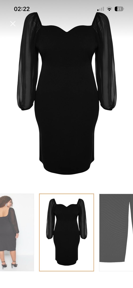 Şeffaf Detaylı Siyah Straplez Midi Elbise - Görsel 3