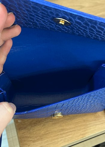 Parlak Mavi Deri Kadın Çanta - Görsel 5