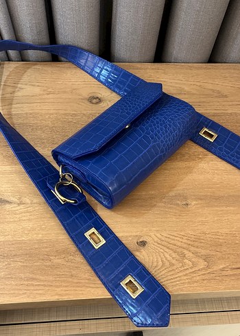 Parlak Mavi Deri Kadın Çanta - Görsel 6