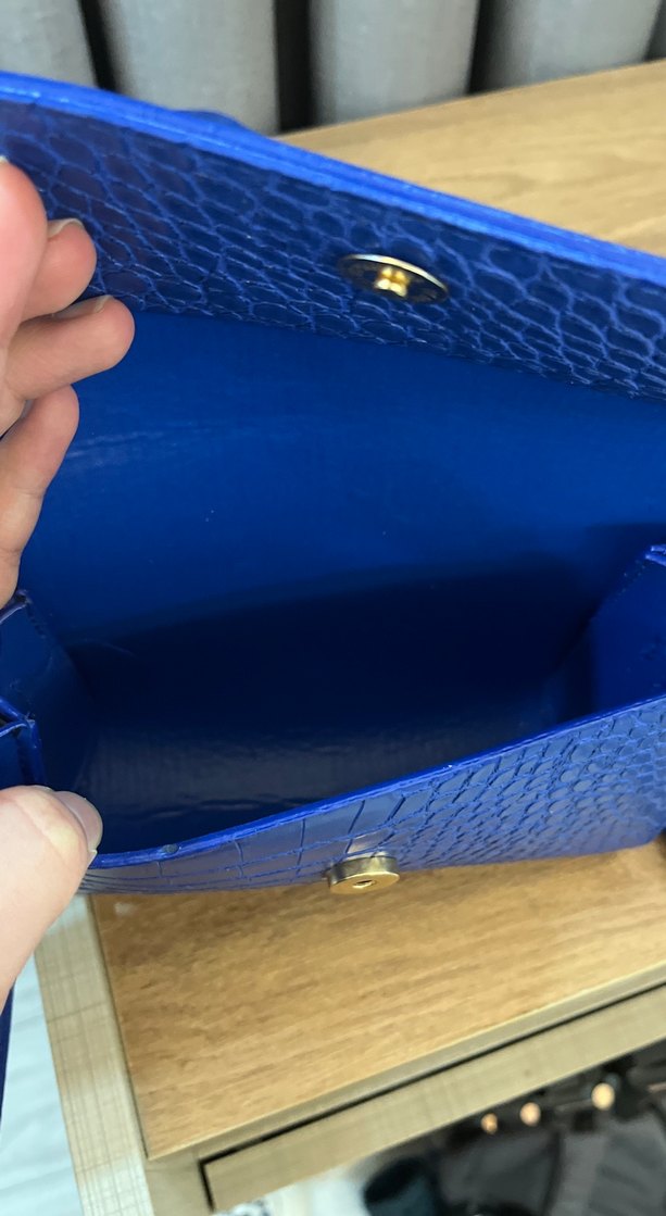 Parlak Mavi Deri Kadın Çanta - Görsel 5