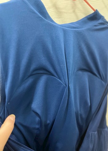 Kadın Lacivert Astarlı Uzun Tesettür Elbise - Görsel 5