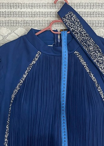 Kadın Lacivert Astarlı Uzun Tesettür Elbise - Görsel 11